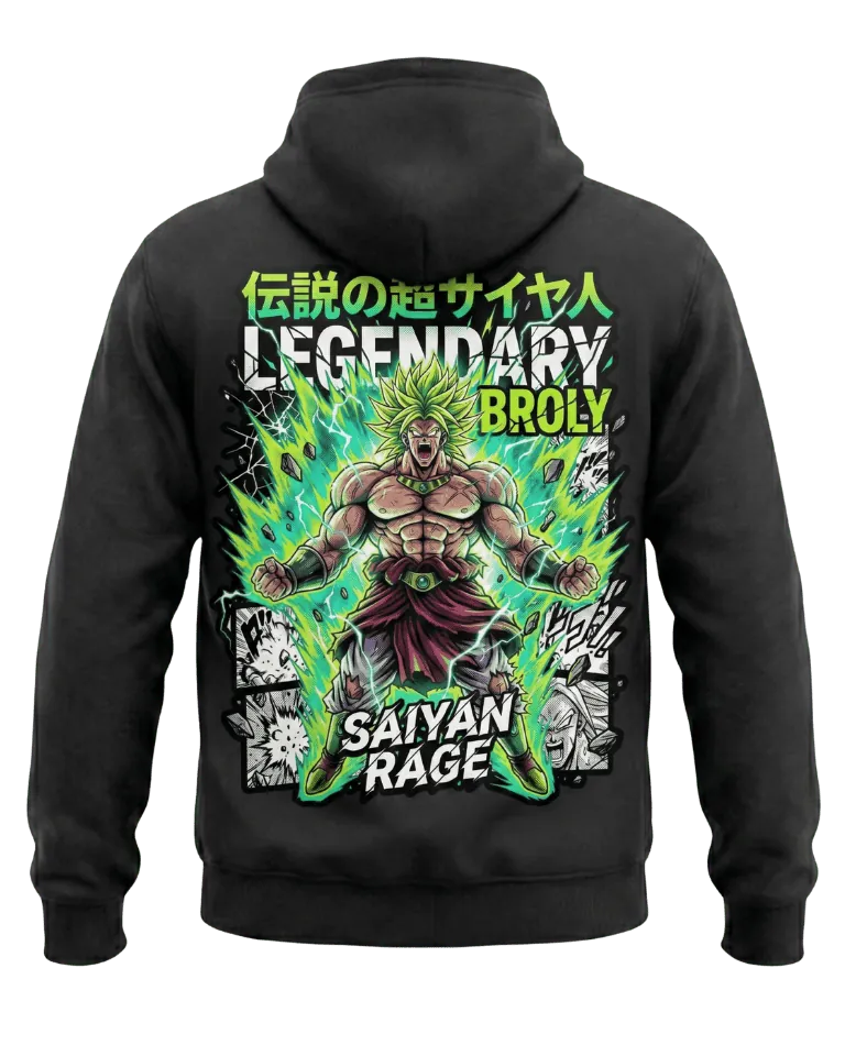 Broly Legendary Saiyan Rage Hoodie - Black size S back view