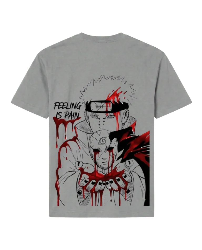 Pain Naruto T-Shirt - Gray size M back view