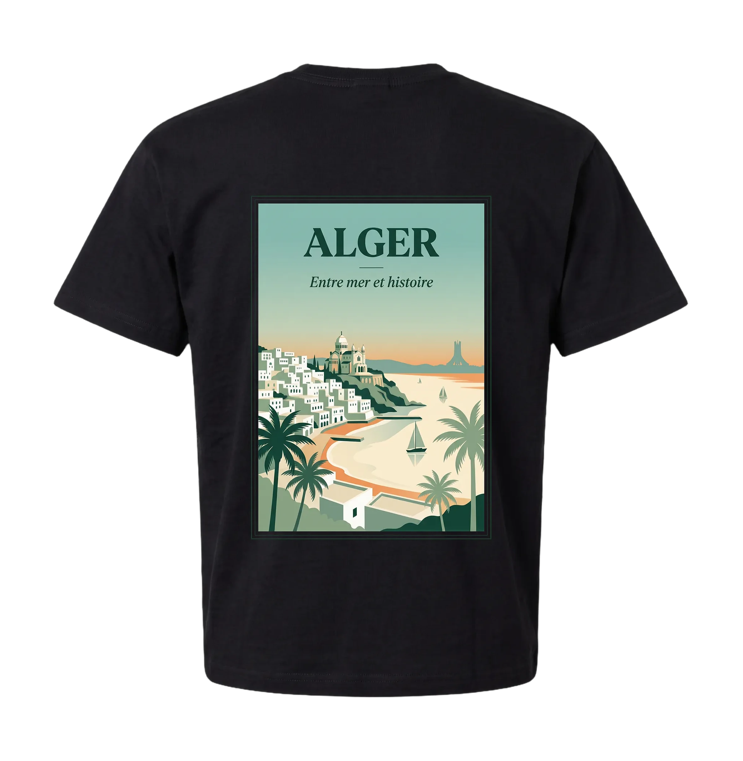 Alger T-Shirt — Between Sea and History - Black size S back view