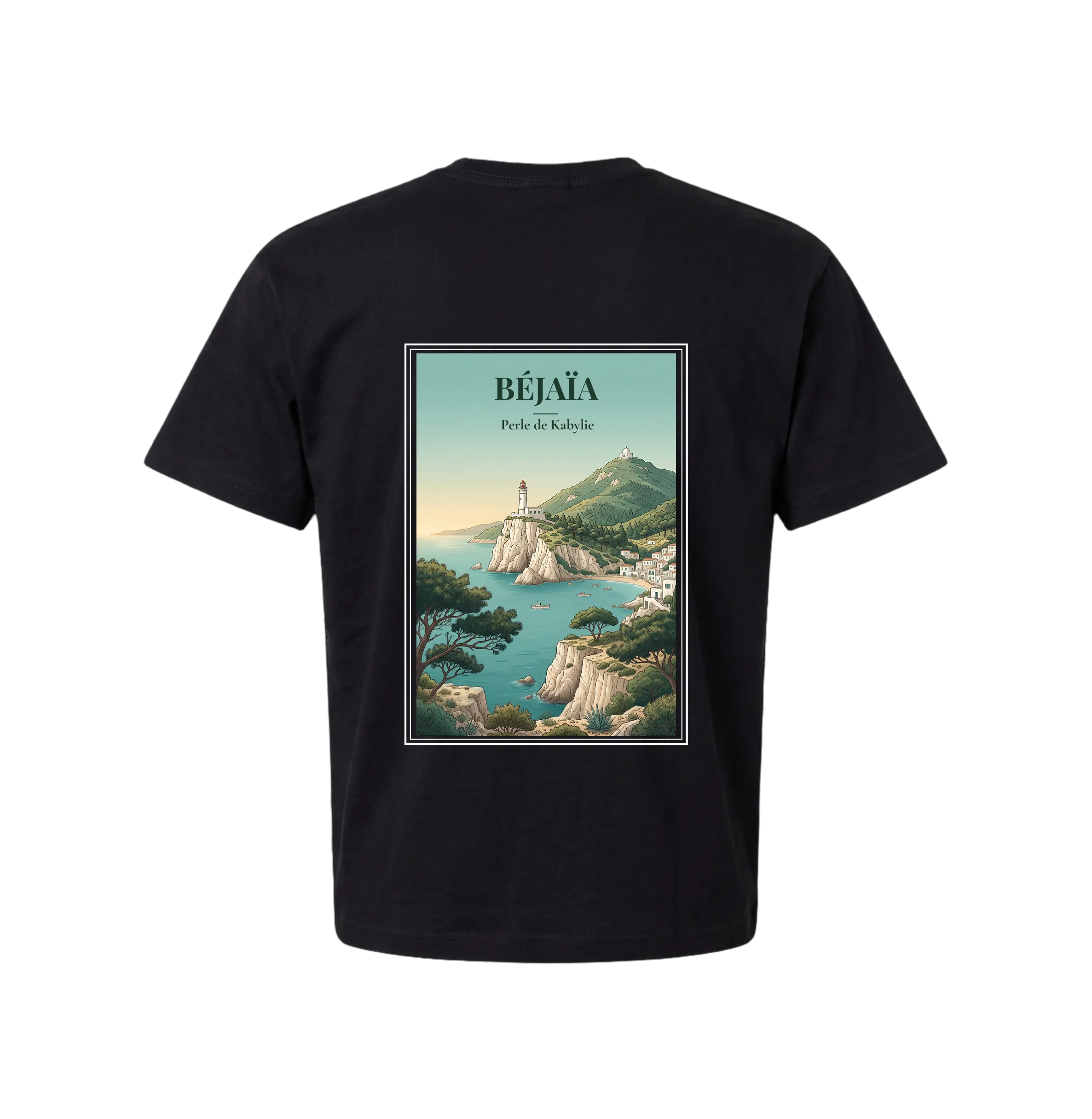 Black Béjaïa T-Shirt — Pearl of Kabylie t-shirt, back view