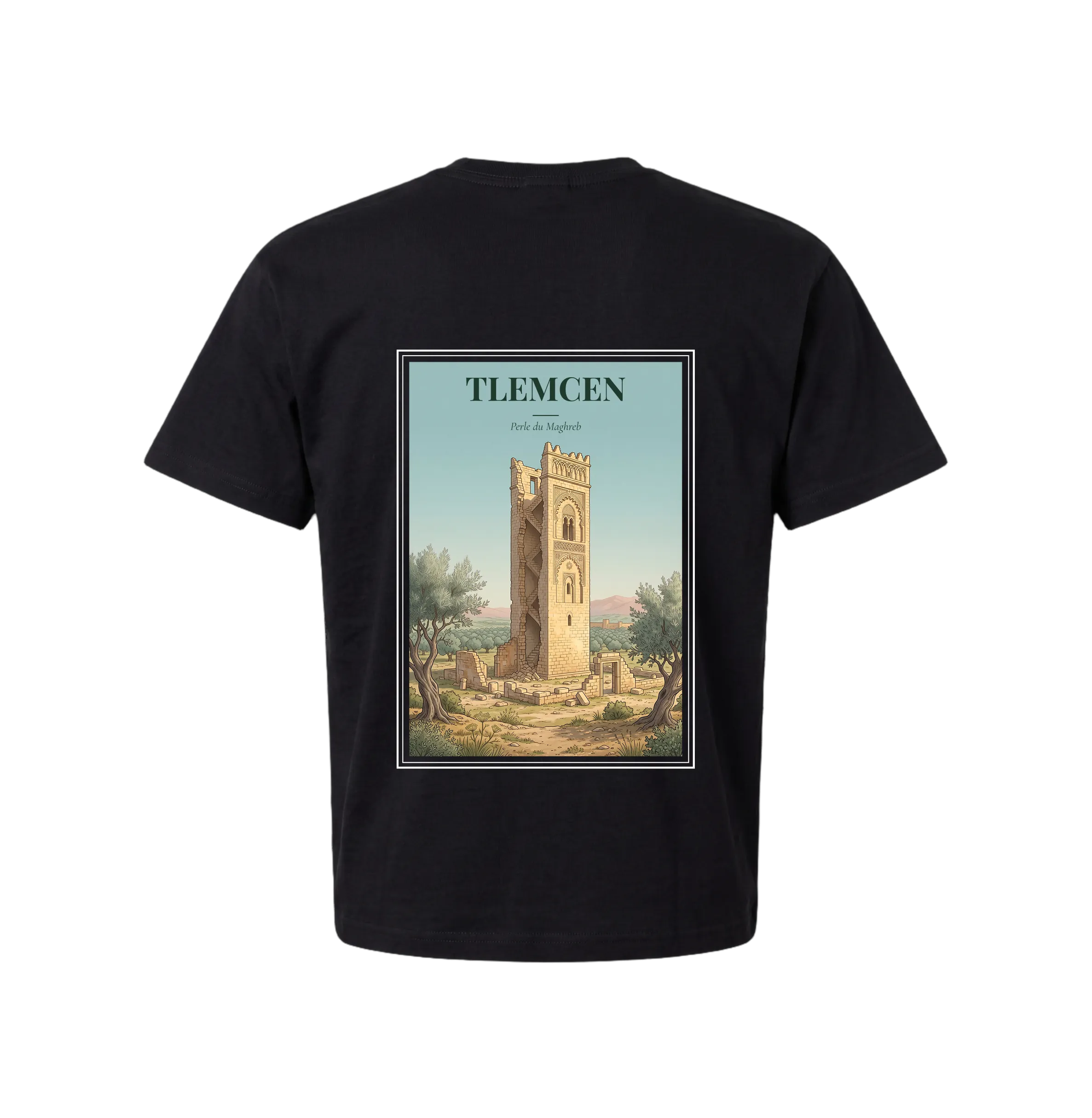 Tlemcen T-Shirt — Pearl of the Maghreb - Black size S back view