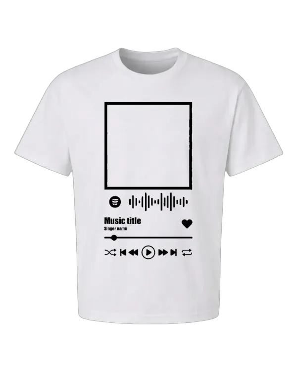 Custom Spotify Music Player T-Shirt - Black size S front view